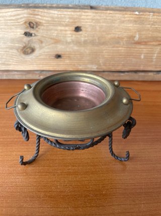 Braciere decorativo vintage ferro battuto e rame