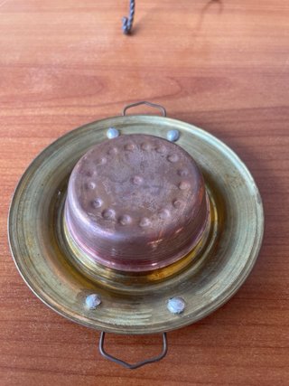 Braciere decorativo vintage ferro battuto e rame