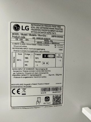 Nevera marca LG No Frost