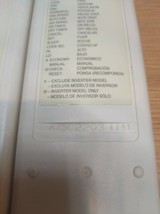 Mandos Aire Acondicionado Panasonic A75C2293