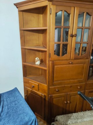 Armario madera maciza vitrina separable 3 piezas