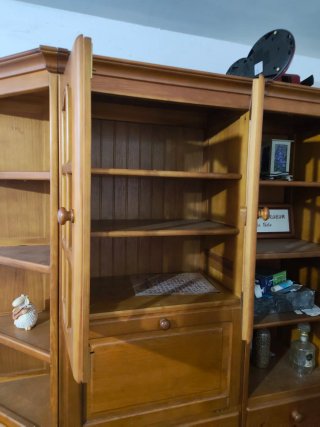 Armario madera maciza vitrina separable 3 piezas