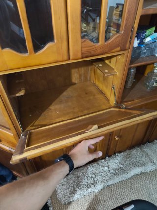 Armario madera maciza vitrina separable 3 piezas