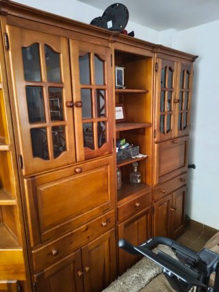 Armario madera maciza vitrina separable 3 piezas