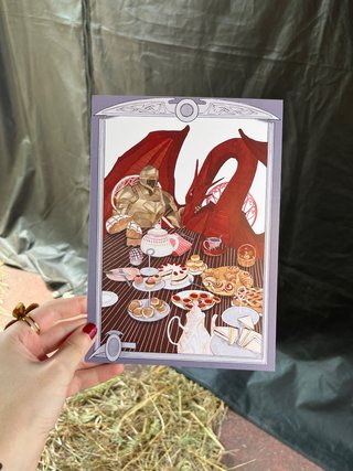 Lámina Arte Medieval Dragón y Caballero.