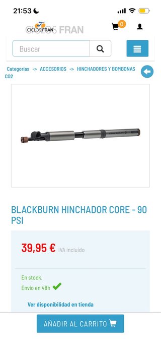 Inflador Blackburn Core Bicicleta