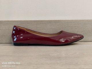 Zapatos Bailarinas Puntiagudos Burdeos