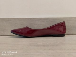 Zapatos Bailarinas Puntiagudos Burdeos