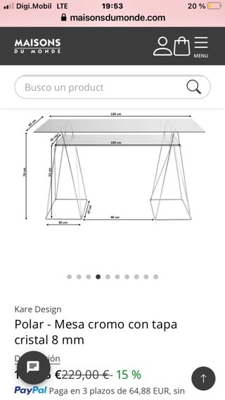 Mesa cristal y metal diseño moderno