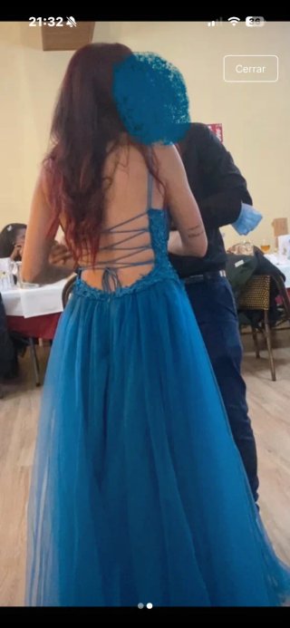Vestido fiesta azul turquesa