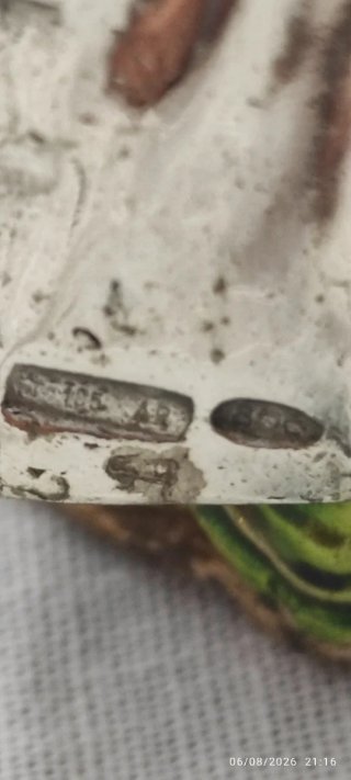 Scultura Viaggiatore Argento 800 Smaltato firmata