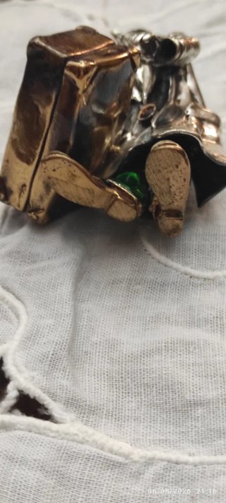 Scultura Viaggiatore Argento 800 Smaltato firmata