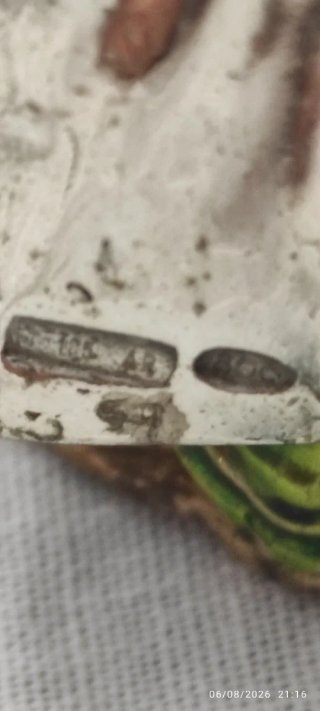 Scultura Viaggiatore Argento 800 Smaltato firmata
