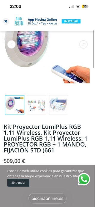 Proyector Lumiplus 1.11 RGB + Mando Astralpool