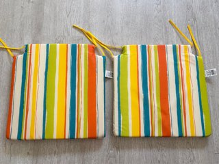 2 Cojines de atar para silla Rayas Multicolor