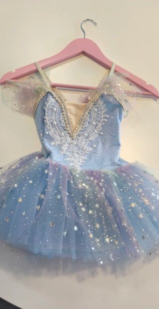 Tutú de ballet niña azul con estrellas talla 8 año