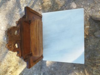 Mesita Noche Antigua Madera y Mármol