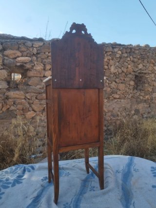 Mesita Noche Antigua Madera y Mármol
