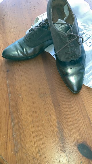 Zapatos de vestir plata y ante gris