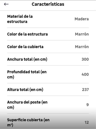 Pérgola de madera 3x4m nueva.