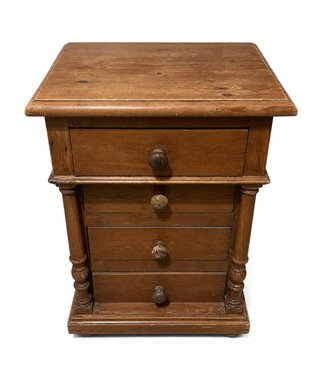 Mesita de noche de madera maciza – 4 cajones