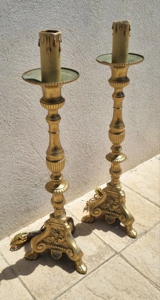 CANDELABROS DE BRONCE ANTIGUOS