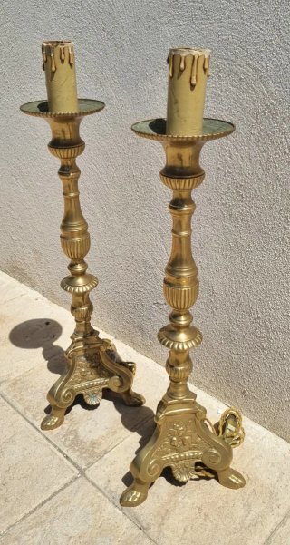 CANDELABROS DE BRONCE ANTIGUOS