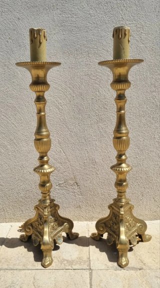 CANDELABROS DE BRONCE ANTIGUOS