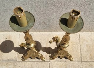 CANDELABROS DE BRONCE ANTIGUOS