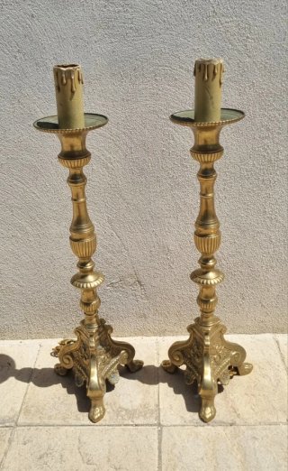 CANDELABROS DE BRONCE ANTIGUOS