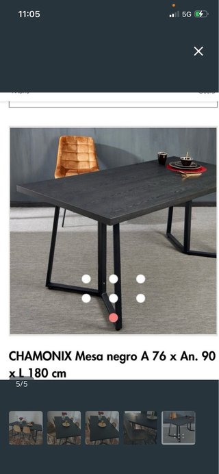 Mesa comedor negra y 4 sillas terciopelo