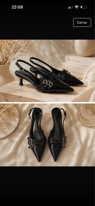 Tacones negros slingback con hebillas