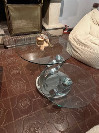 Mesa de centro redonda de cristal y metal