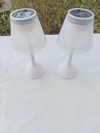 Pack 2 lámparas solares LED mesa jardín terraza