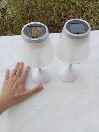 Pack 2 lámparas solares LED mesa jardín terraza