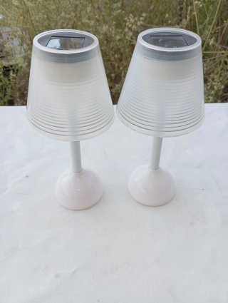 Pack 2 lámparas solares LED mesa jardín terraza