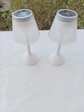Pack 2 lámparas solares LED mesa jardín terraza