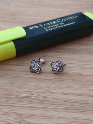 Pendientes Flor Plata y Circonitas