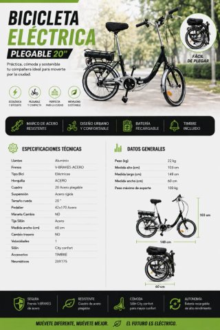 Bicicleta Eléctrica Plegable 20"