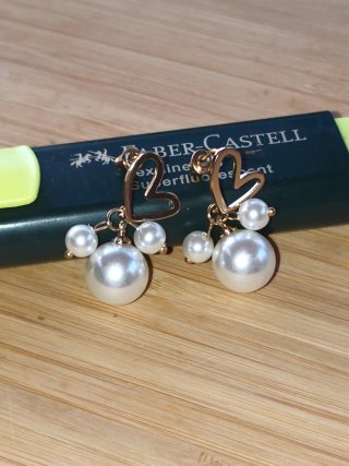 Pendientes Corazón Perlas Dorados