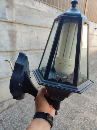 Aplique Farol Grande Exterior Negro