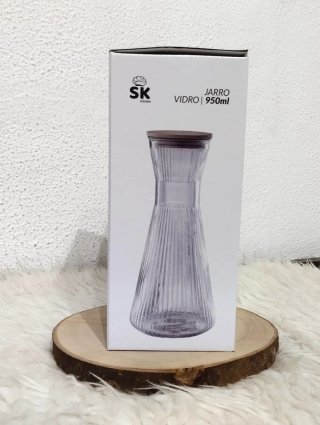 Jarro de Vidro SK com Tampa de Bambu 950ml