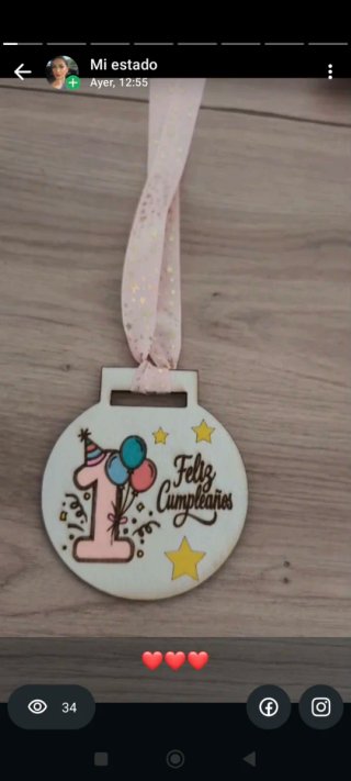 Medalla Feliz Cumpleaños madera