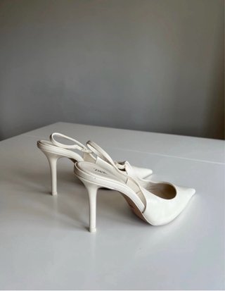 Zapatos Zara Slingback Talla 40 Blanco Roto