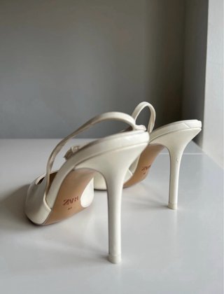 Zapatos Zara Slingback Talla 40 Blanco Roto
