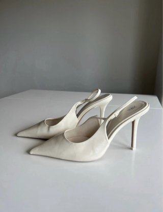 Zapatos Zara Slingback Talla 40 Blanco Roto