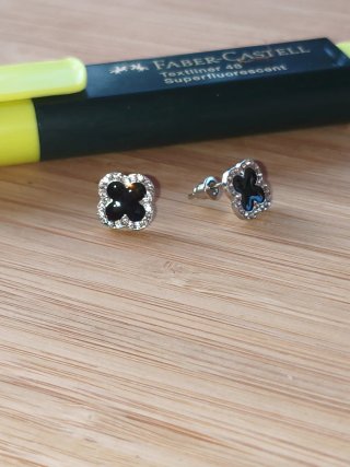 Pendientes Trébol Van cleef Negro y Plata