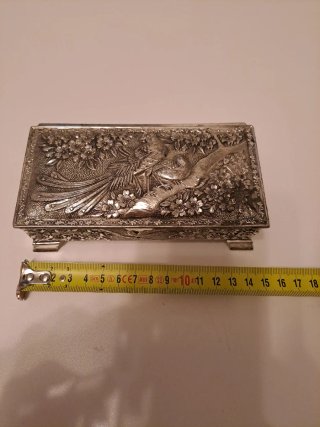 Portagioie placcato argento con uccelli