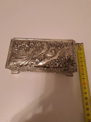 Portagioie placcato argento con uccelli