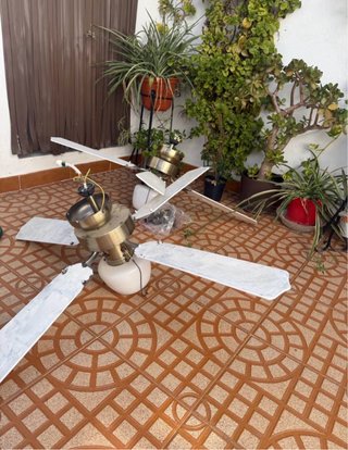 Lámpara Ventilador de Techo Dorado y Blanco